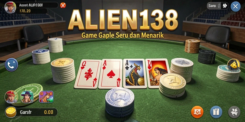 Tampilan layar permainan ALIEN138 yang penuh aksi Gaple.