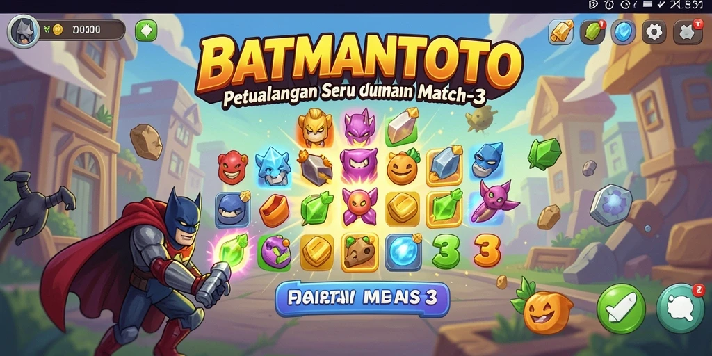 Tampilan gameplay seru dari BATMANTOTO dengan tantangan Match-3.