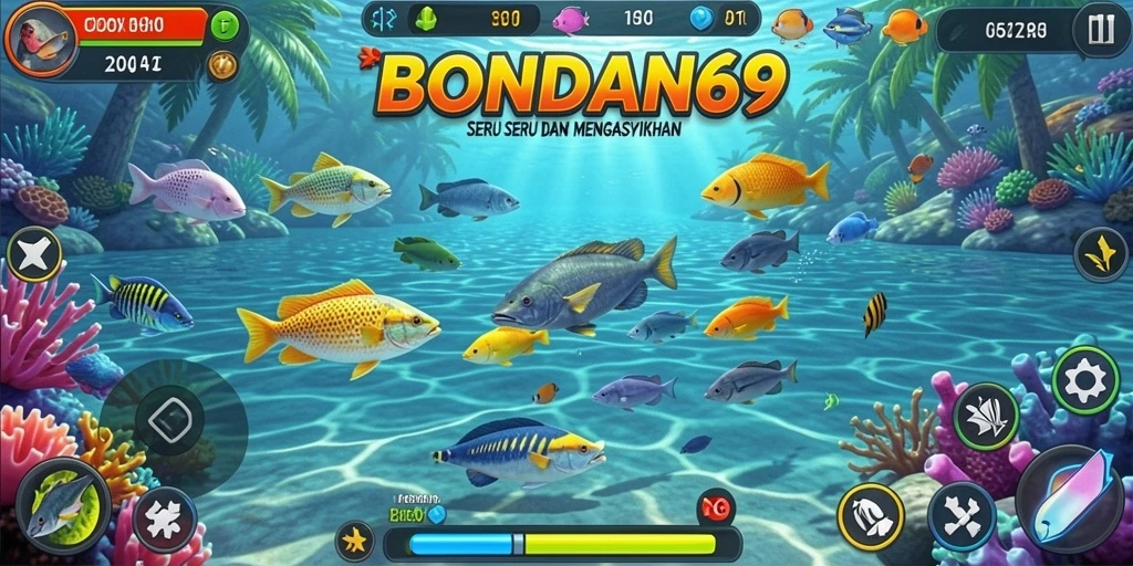 Screenshot gameplay BONDAN69 menampilkan aksi seru tembak ikan.