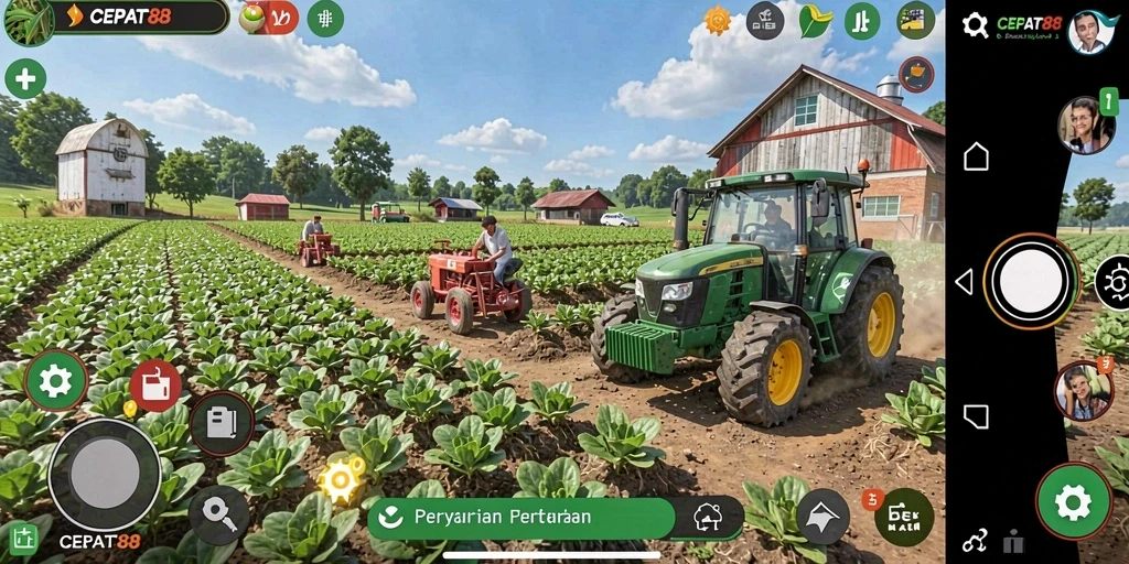 Tampilan gameplay <strong>CEPAT88</strong> yang menampilkan aktivitas bertani yang menyenangkan.