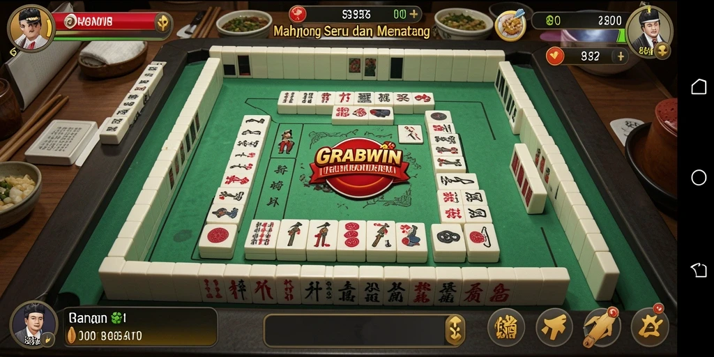 Tampilan dinamis dari gameplay Mahjong di GRABWIN.