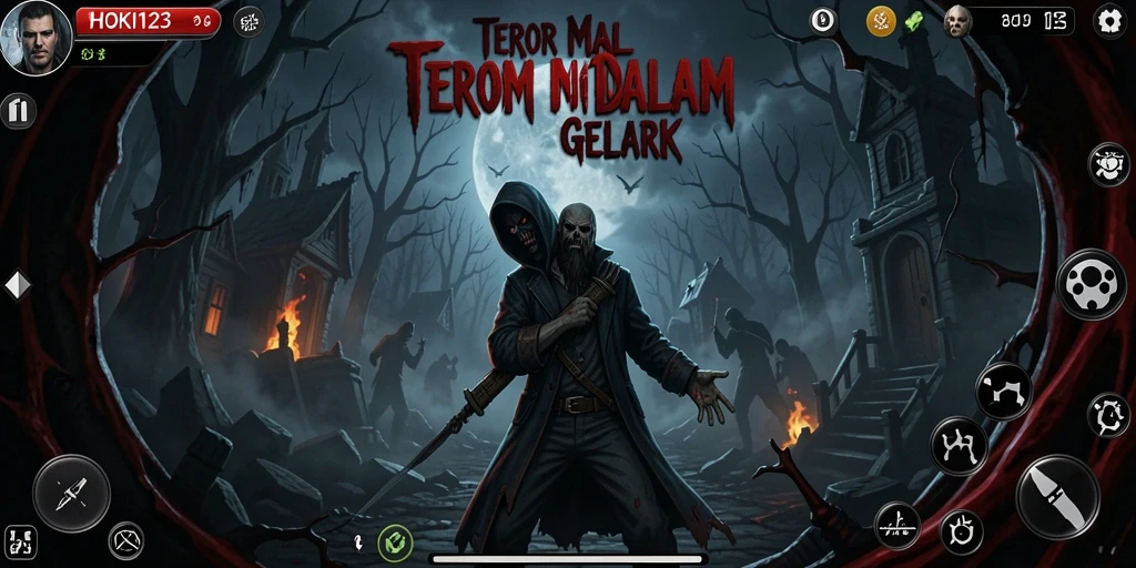 Screenshot HOKI123 menampilkan suasana menyeramkan saat gameplay.