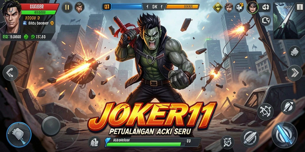 Screenshot utama JOKER11 menampilkan aksi mendebarkan dalam permainan.