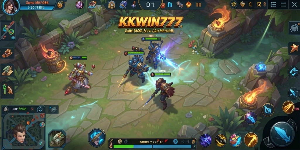 Gameplay MOBA seru di KKWIN777 dengan pertarungan yang intens.