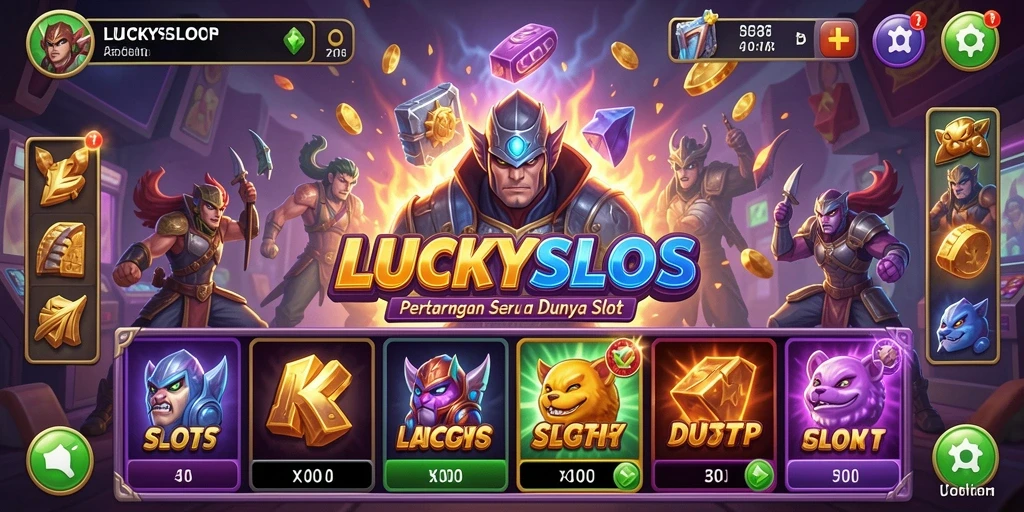 Tampilan gameplay LUCKYSLOTS menampilkan serunya pertarungan di arena slot.