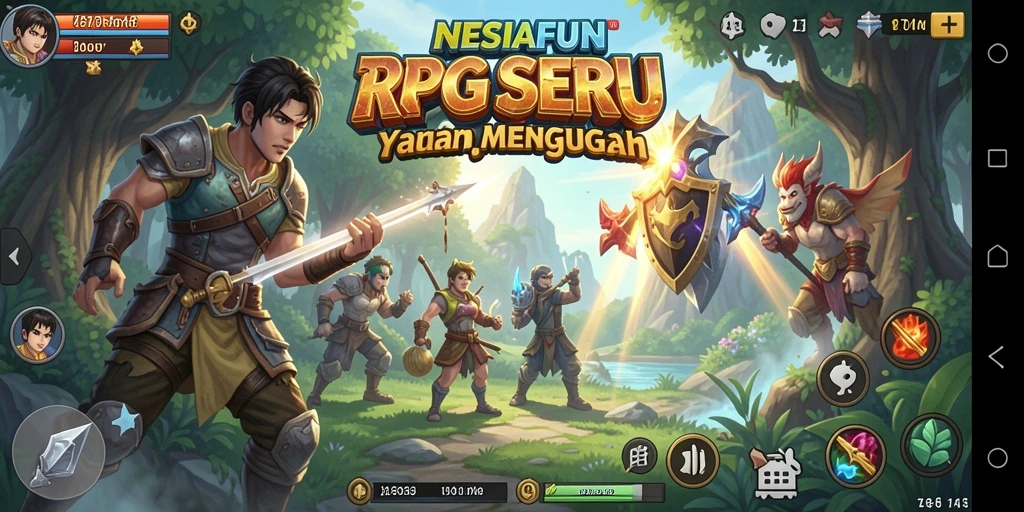 Tampilan gameplay seru di dunia fantasi NESIAFUN yang menantang.