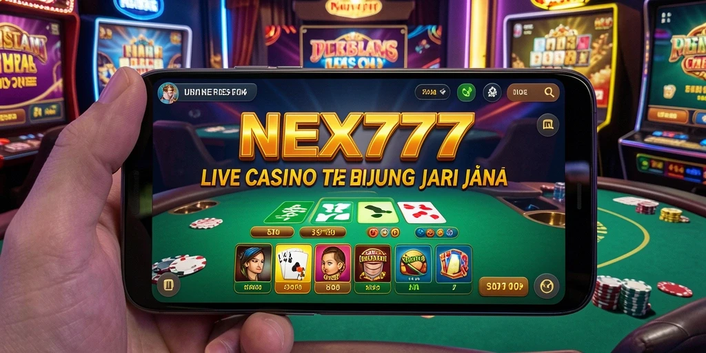 Screenshot gameplay NEX777 menampilkan dealer langsung dan suasana kasino yang realistis.