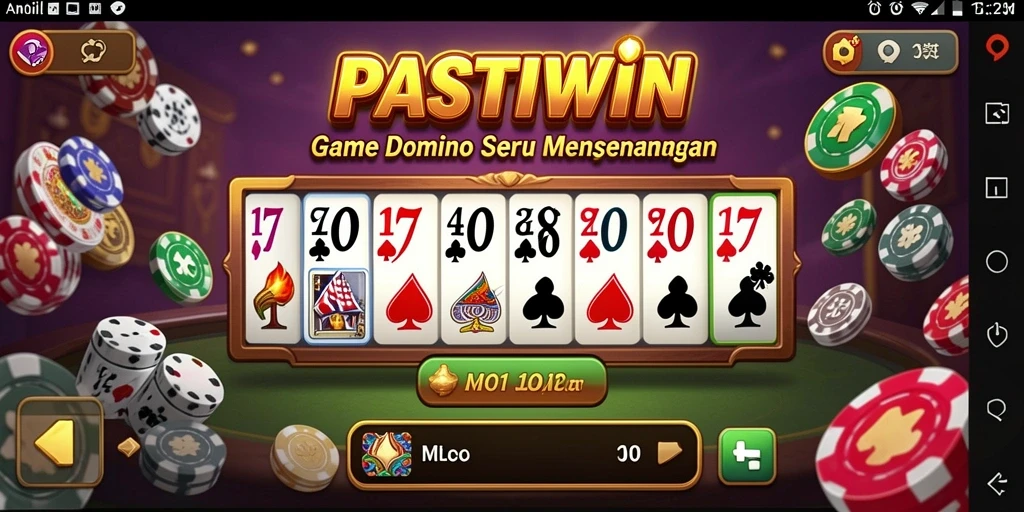 Tampilan gameplay seru dari PASTIWIN saat bermain domino online.