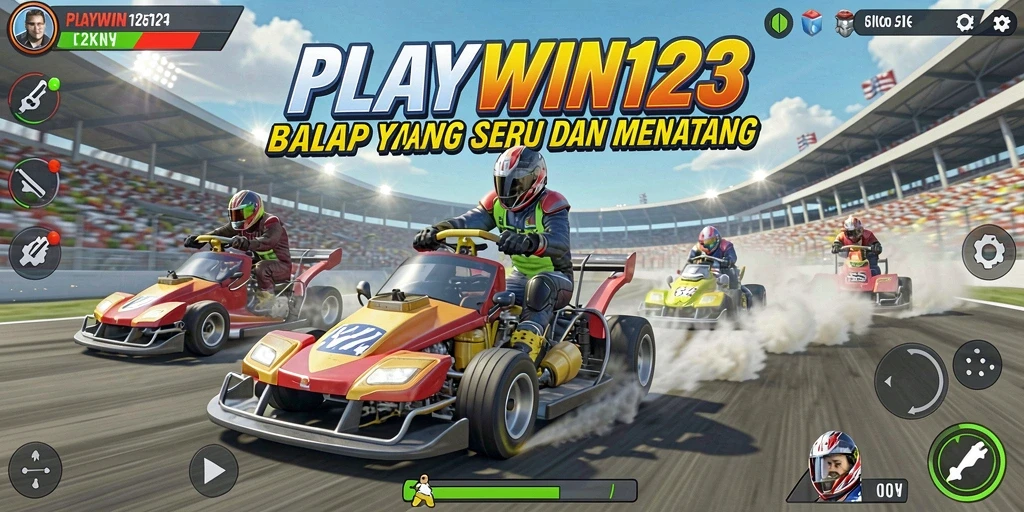 Screenshots gameplay menunjukkan aksi balap yang mendebarkan di lintasan.