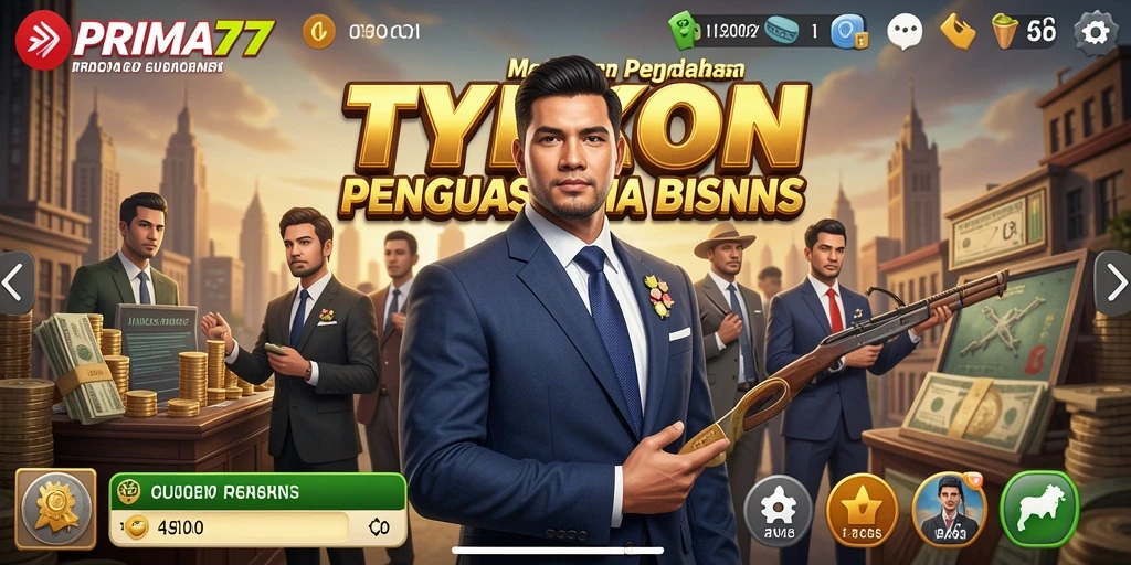Tampilan gameplay seru dalam PRIMA77 yang penuh strategi Tycoon.
