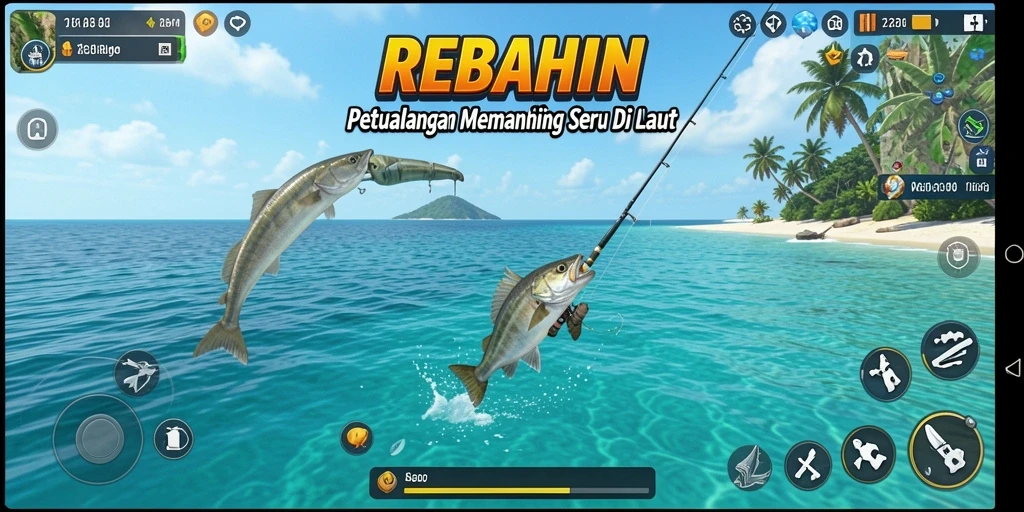 Gameplay seru captur ikan di laut yang penuh warna.