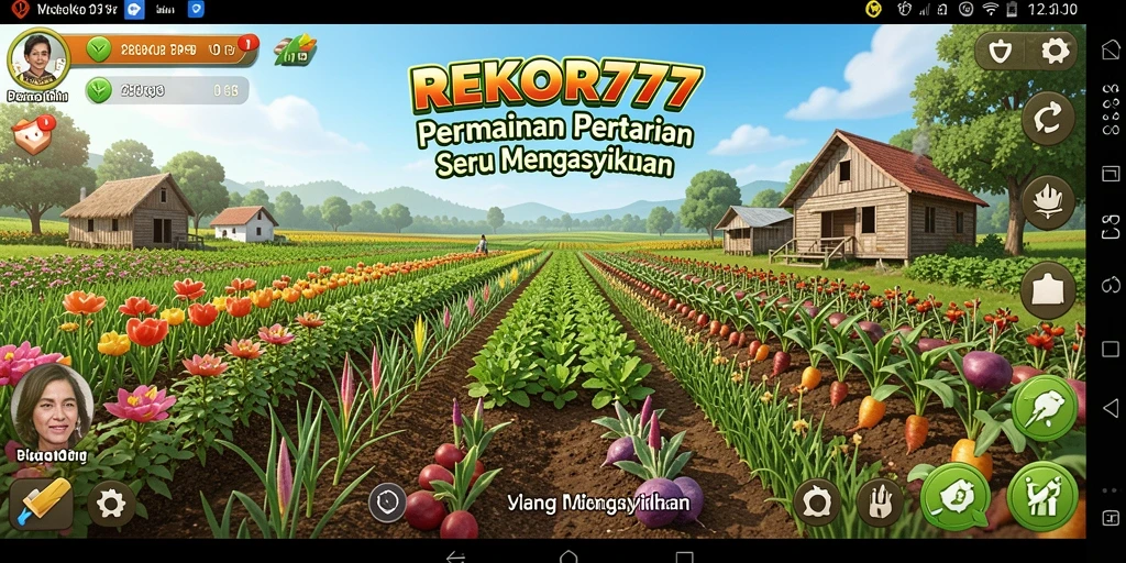 Tampilan gameplay menarik dari REKOR777 dengan aktivitas bercocok tanam.