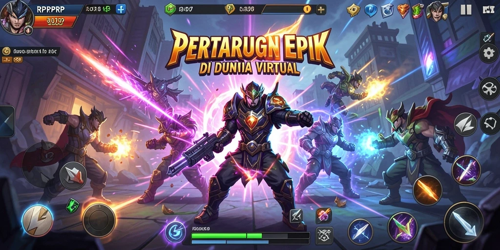 Screenshot menampilkan aksi pertarungan seru dalam RPRPRP.
