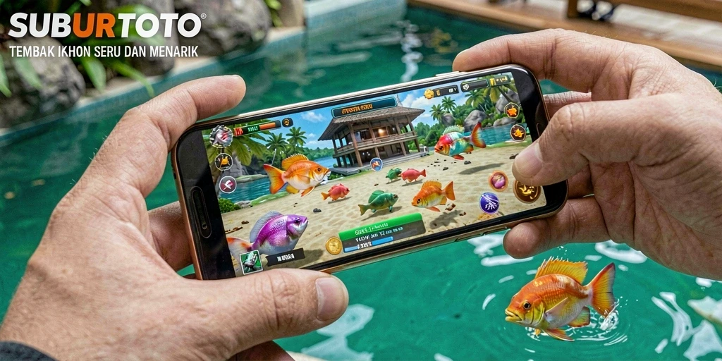 Tampilan seru gameplay SUBURTOTO saat berburu ikan.