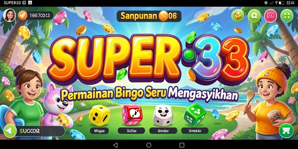 Screenshot SUPER33 menampilkan gameplay Bingo yang seru dan interaktif.