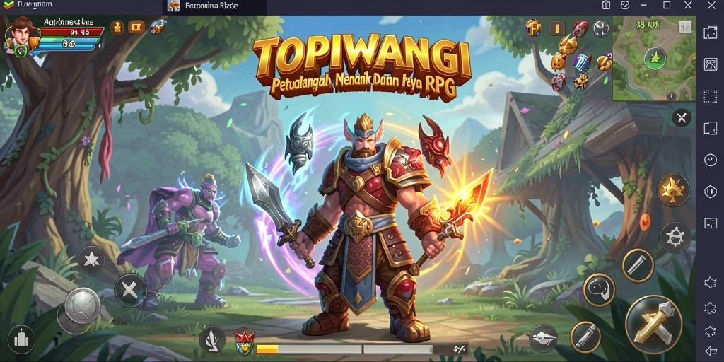 Screenshot dari gameplay RPG TOPIWANGI menunjukkan aksi seru dan karakter dinamis.