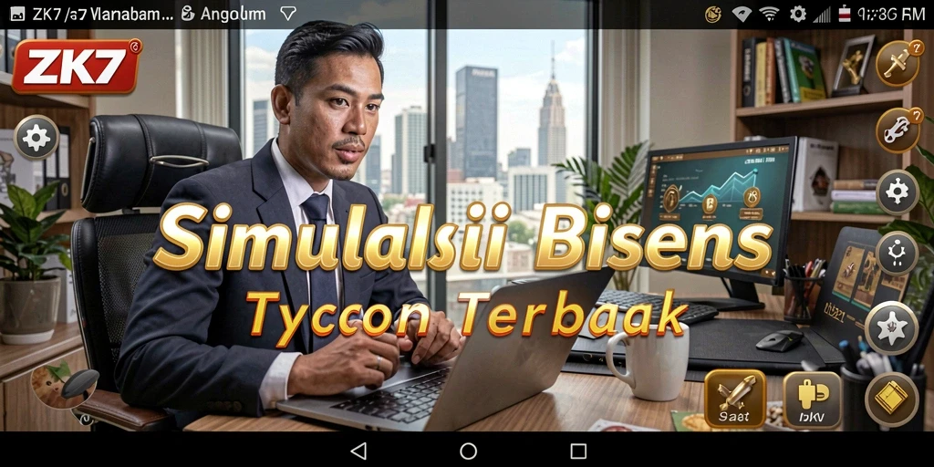 Tampilan gameplay ZK7 menampilkan strategi bisnis yang seru dan interaktif.